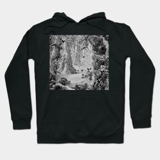 Birds in the cold forest facing a blizzard, some fly while the snow falls Hoodie